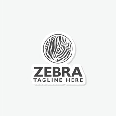 Obraz premium Zebra logo sticker isolated on gray background