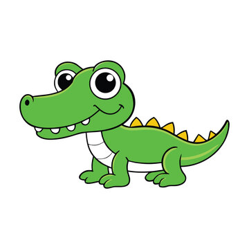 Adorable Cartoon Crocodile Showing Joy