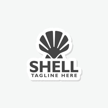 Shell logo sticker isolated on gray background
