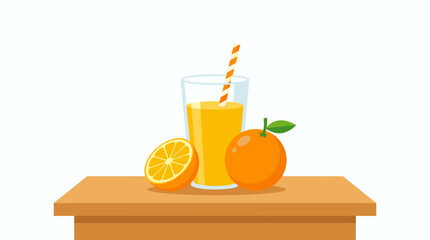 Obraz premium Orange juice glass with citrus fruit on table in bright refreshment scene, juice, orange, glass, citrus, drink, fruit, beverage,