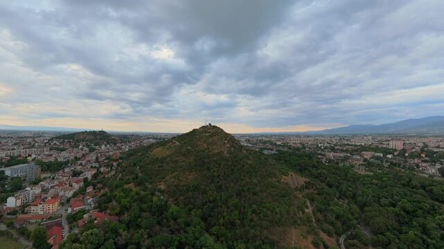 Drone View Flying Towards Youth Hill Plovdiv