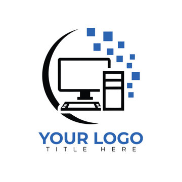 Computer Technology Logo Icon Design Vector
