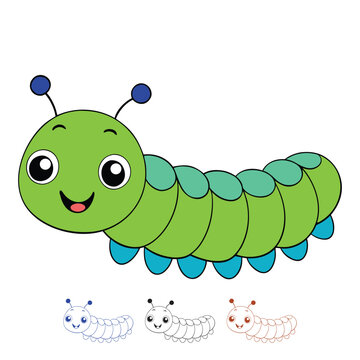 Adorable caterpillar cartoon vector illustration