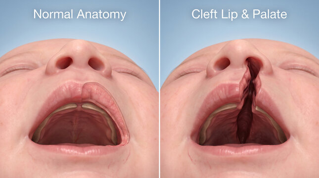Cleft Lip and Palate Comparison Medical 3D Illustration