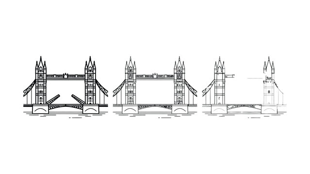 Tower bridge architectural line drawing