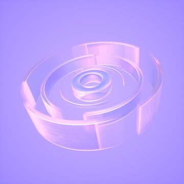 Iridescent spinning glass spiral symbol for overworking