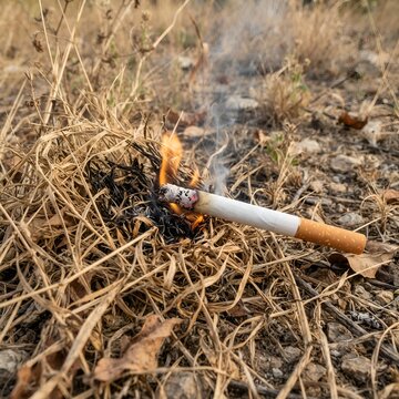 Cigarette jet&eacute;e provoquant un feu de brousse