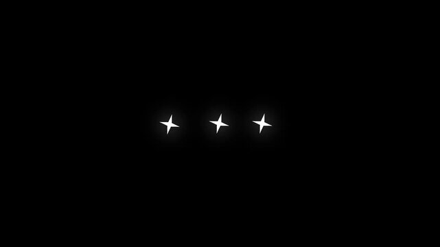 Twinkling star glitter sparkle animation with glowing white lights, magical fairy shine effects, blinking stars on black screen, seamless looping festive background in .4k