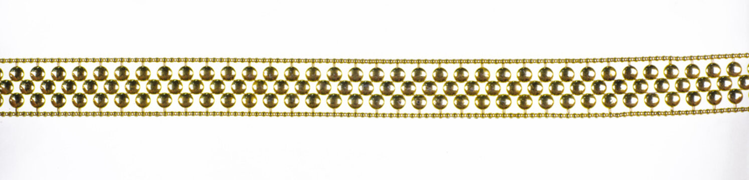 Golden fashionable vintage belt isolated on white background