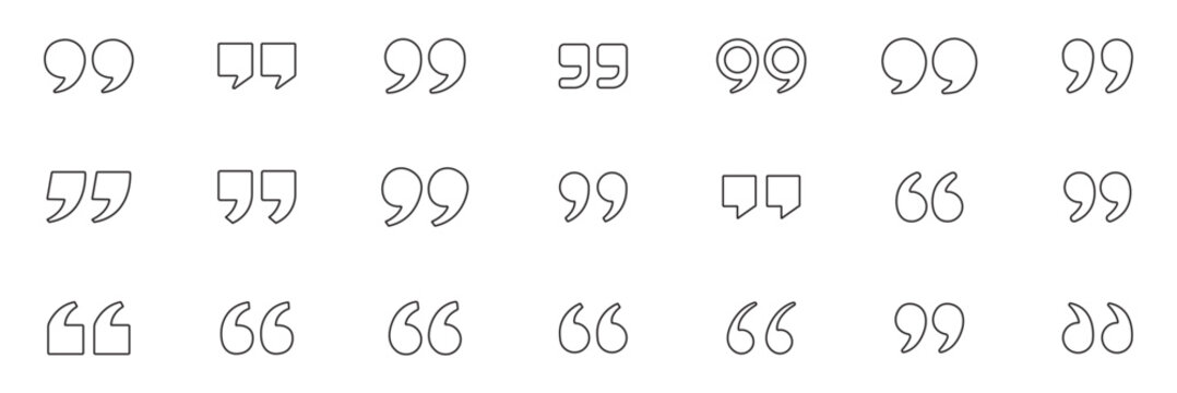 Set of quote mark, quotes icon, sign, symbol, emblem. Ditto marks icon set. Quotation marks. Dialogue discussion symbol. Quote right icon set. Double quotation symbol. Discussion dialog remark open an