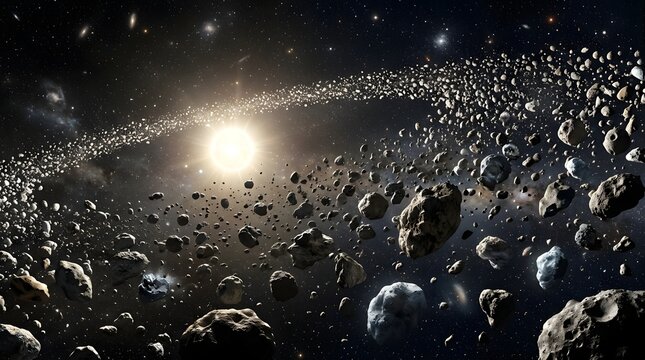 Massive asteroid belt orbiting a bright star in deep space