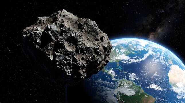 Large asteroid passing close to earth in deep space