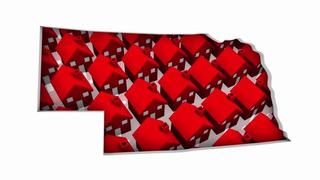 Nebraska NE State Map Homes Houses Construction New Neighborhoods Suburbs 3d Animation