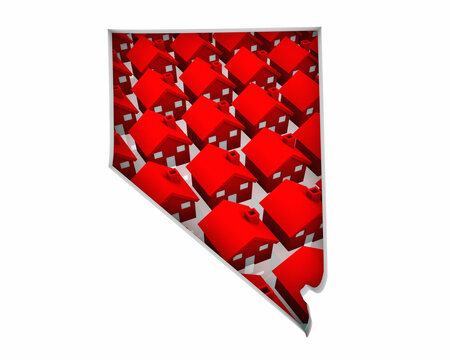 Nevada NV State Map Homes Houses Construction New Neighborhoods Suburbs 3d Illustration