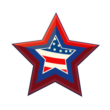 United States Flag Inside Star Shape Isolated on White Background