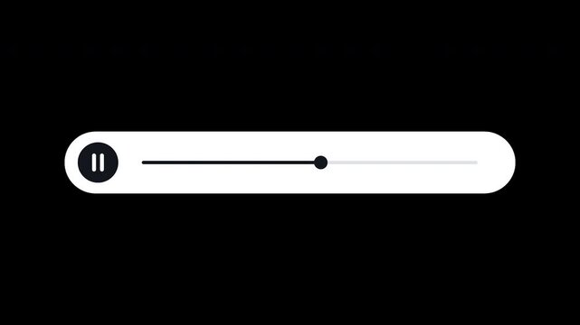 Progress bar play pause button animated icon with music audio media player sound line loop on transparent background