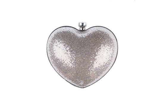 Silver heart handbag purse isolated on white background