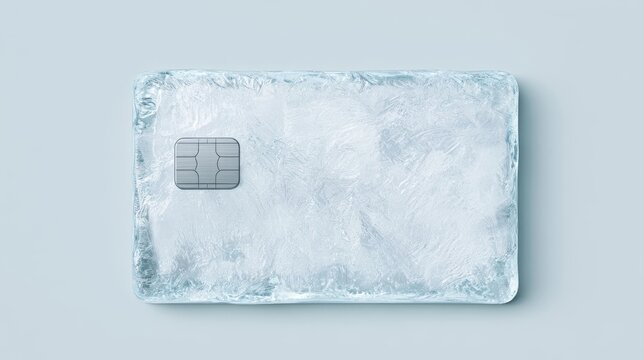 Frozen Bank Card in Ice Symbolizing Frozen Account Financial Restrictions and Blocked Payments