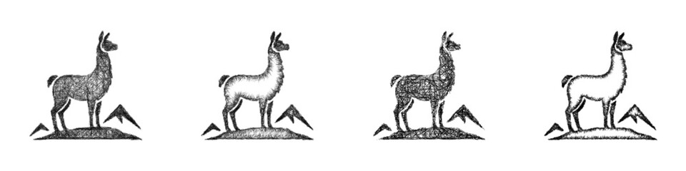 Sketch black and white llama logo design set © David Zydd