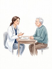 Obraz premium Doctor consulting with an elderly patient in a medical office
