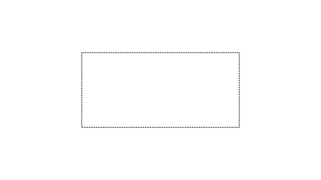 Dotted line rectangle frame animation on white background. Animation of a dotted line path from left to right point. border frame dotted line black 4k motion graphic animation.
