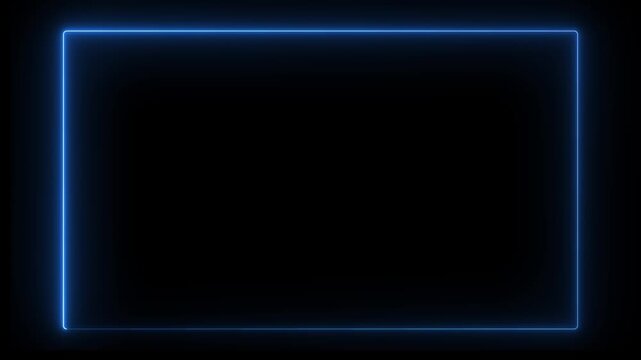 Animation of glowing neon rectangles abstract background. abstract glowing blue neon rectangle border frame. tow ton rectangle,on alpha transparent background.