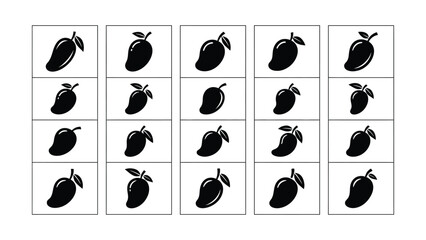 Black and white mango illustration collection © MdAshfakurRahman