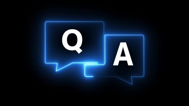 q and a question and answer animated session icon neon 4k screen Animated. Question and Answer the letters Q and A. Speech bubbles with Question and Answer icon,on alpha transparent background