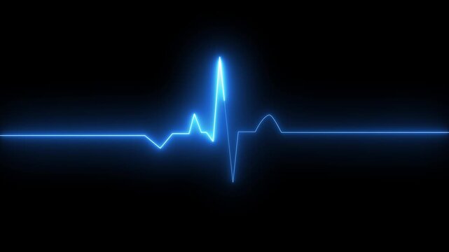 Neon heartbeat line on isolated black background.Heartbeat lines, Health- medicine and human heart concepts,on alpha transparent background..