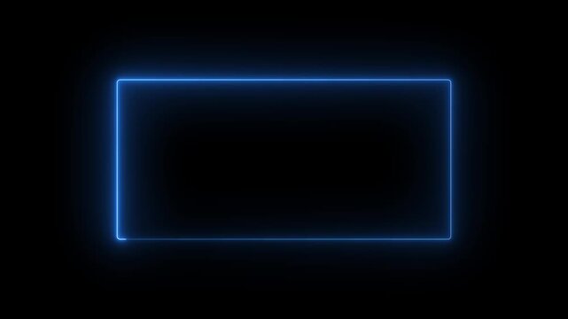 abstract glowing neon rectangle border frame. Animated Rectangle neon glowing frame background,on alpha transparent background.