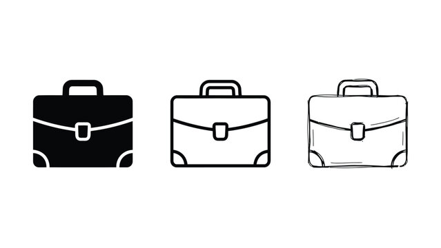Three stylish briefcase icons in line