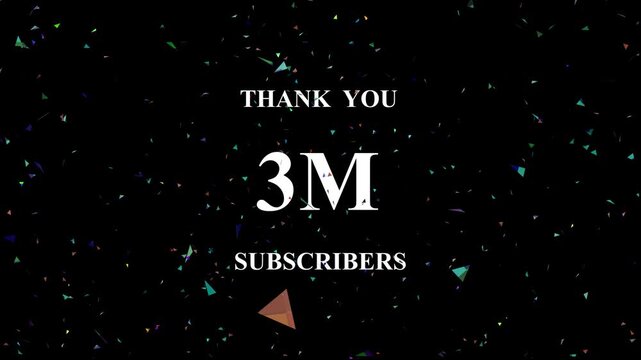 Celebratory sparkling confetti explosion background revealing milestone achievement three million