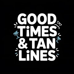 Fototapeta premium Good Times & Tan Lines – Summer Beach Typography, Vacation Lifestyle, Tropical Holiday Mood, Sunny Coastal Escape, Sunset, Minimalist Black Background, Positive Travel Inspiration, Ocean Vibes & Fun