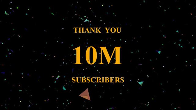 Celebratory milestone animation sparkle confetti background reaching ten million subscribers digital