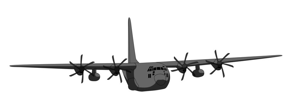 Military Cargo Aircraft Vector Drawing