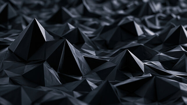 Abstract Black Low Poly Geometric Landscape Background