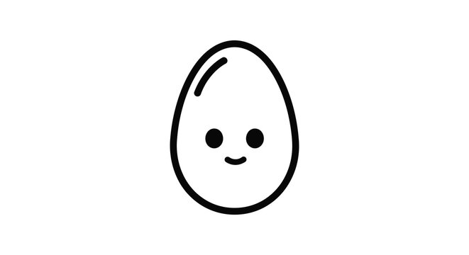 egg with cute face silhouette oval shape