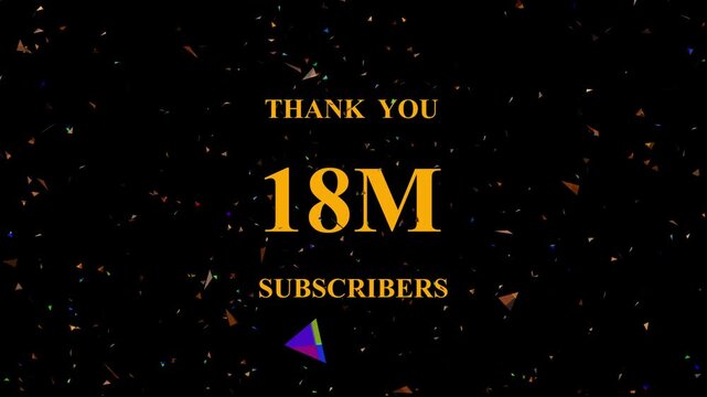 Celebratory subscriber milestone confetti explosion golden text animation background dynamic digital