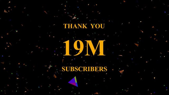 Celebratory milestone confetti explosion background showcasing 19 million subscribers achievement
