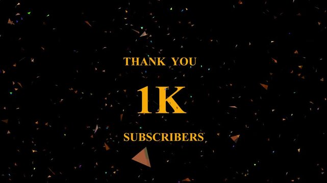 Celebratory confetti explosion golden text milestone subscriber count animation sparkle background