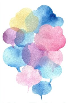 Whimsical watercolor speech bubble collection for creative layouts