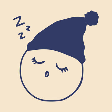 Sleeping face with nightcap vector icon