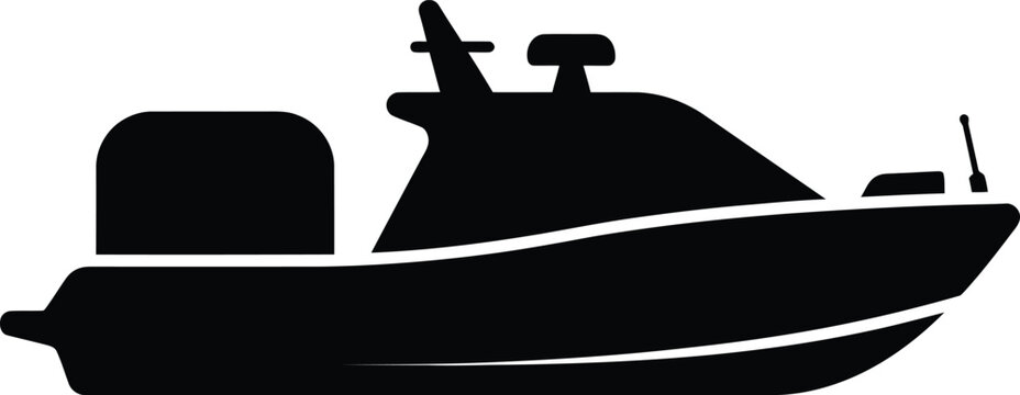 Silhouette vector speedboat illustration for maritime and nautical transport design