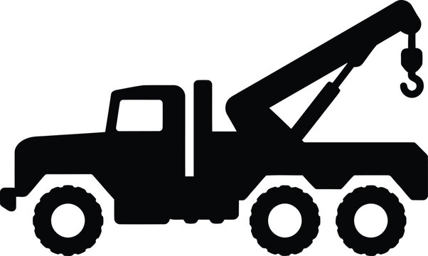 Silhouette vector tow truck vehicle for roadside assistance service design