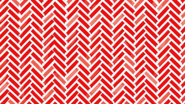 Red herringbone pattern with interlocking angular strokes, white gaps, and repeating textile geometry, herringbone, red, strokes,