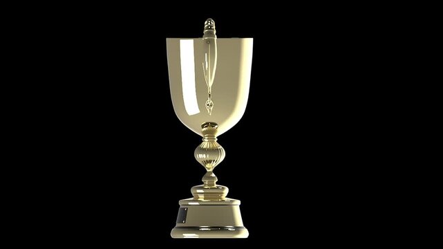 Polished gold trophy cup rotating loop with front view angle