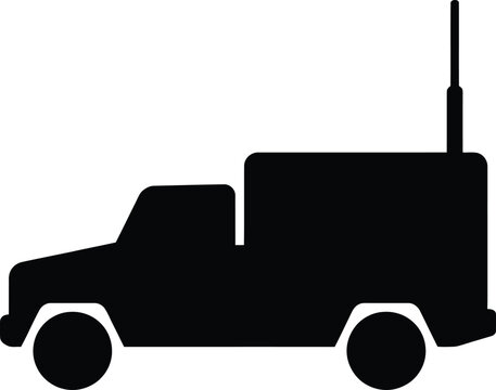 Silhouette vector utility truck with antenna for commercial transport design
