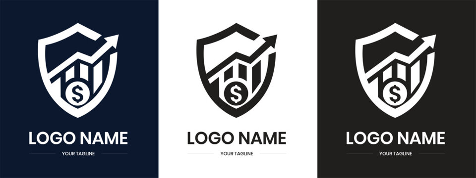 Financial Security Logo Template - Shield & Growth Chart Concept