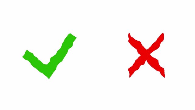 Animated Check Mark  and Cross Mark Approval and Rejection Icons on Transparent Background, Check Mark and Cross UI Motion Graphics, 4K