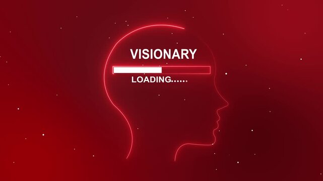 Human Head Profile With Visionary loading in Mind. Business creativity and Innovation concept. Abstract Illustration for creative thinking .4k